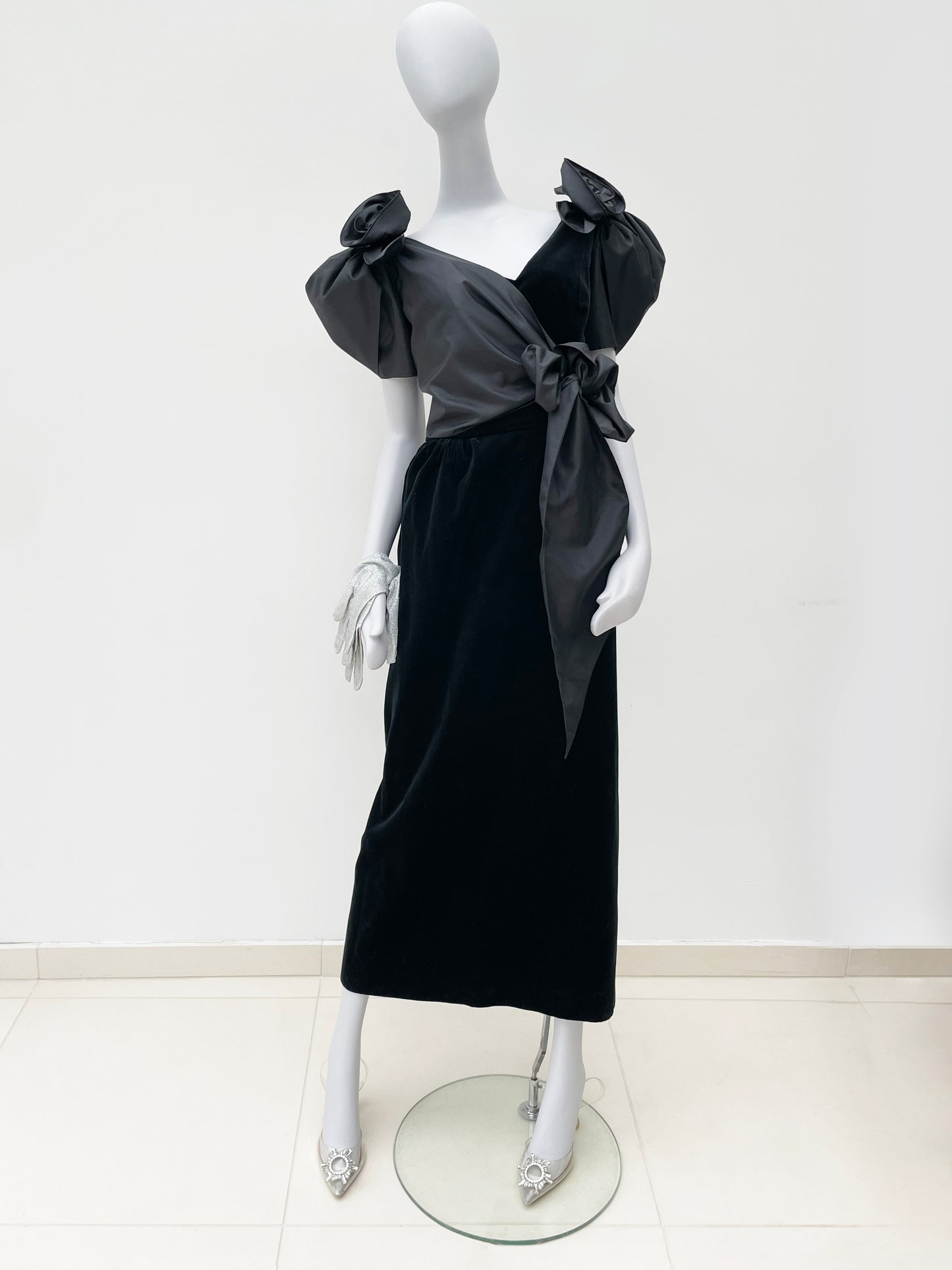 Couture Velvet and Taffeta Evening Dress
