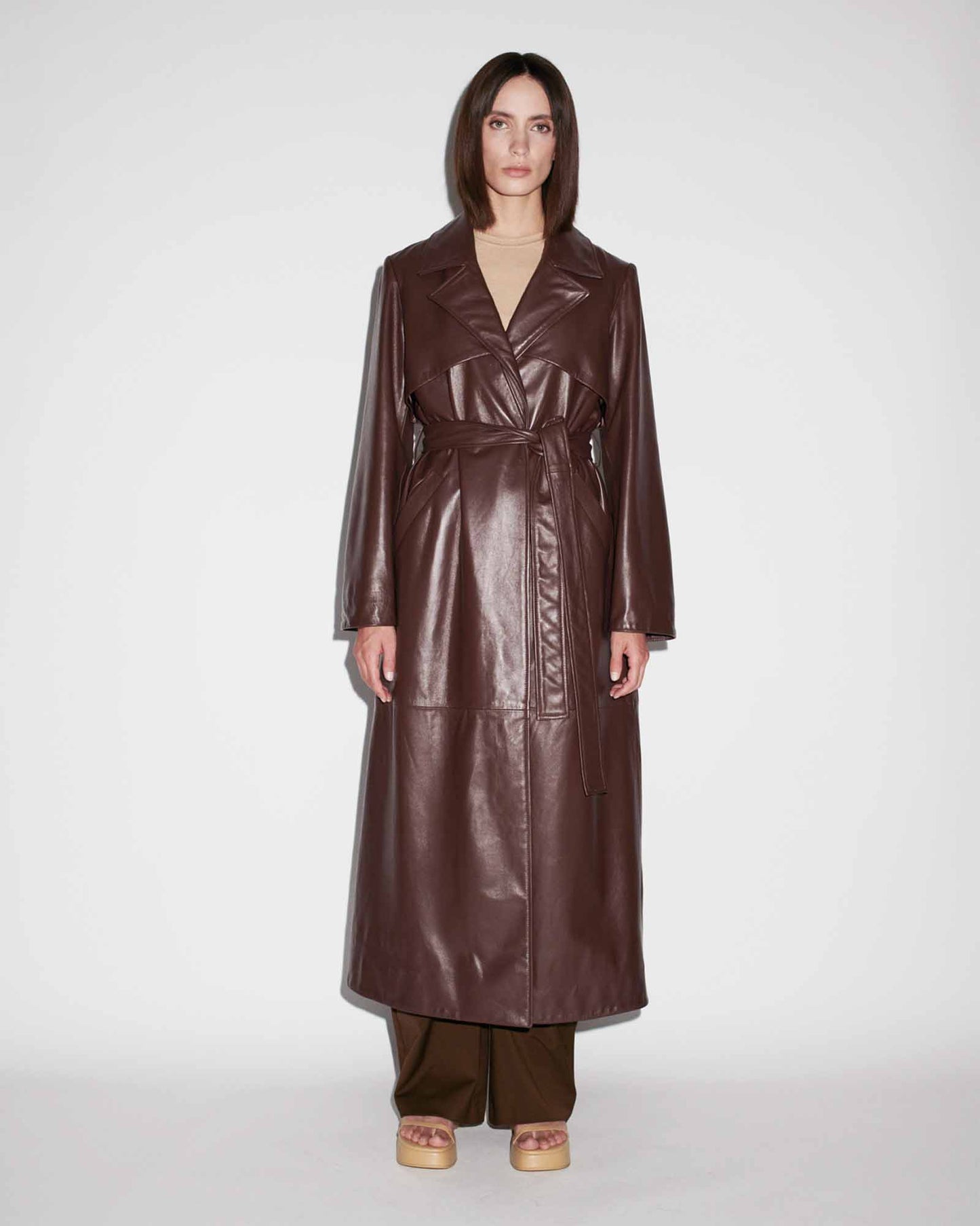 Leonora Leather Trench Coat